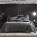 Private Collection Barlow Slate Embroidered Velvet Quilt Cover Set King