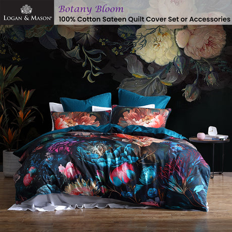 Logan and Mason 250TC Botany Bloom Cotton Sateen Quilt Cover Set Super King