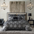 Davinci Chamonix Silver Damask Jacquard Quilt Cover Set Queen