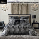 Davinci Chamonix Silver Damask Jacquard Quilt Cover Set Super King