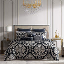 Davinci Coronet Ink Damask Motifs Woven Quilt Cover Set Super King