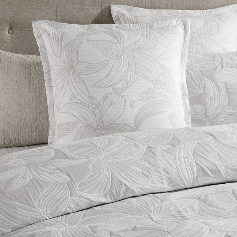 Platinum Collection Grace Dove Polyester Cotton Jacquard Quilt Cover Set Queen