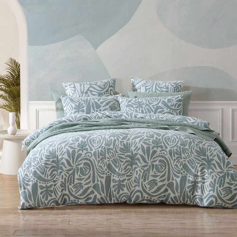 Platinum Collection Haven Surf Polyester Cotton Jacquard Quilt Cover Set Queen