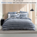 Platinum Collection Hunter Indigo 100% Cotton Seersucker Quilt Cover Set King