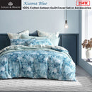 Logan & Mason Kiama Blue 250TC 100% Cotton Sateen Quilt Cover Set King