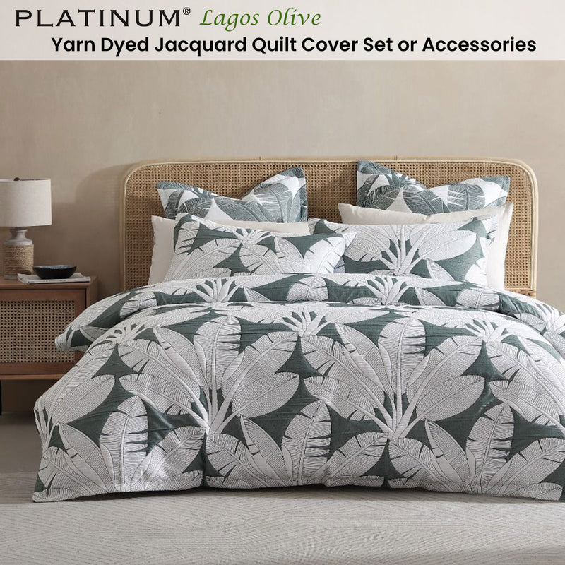 Platinum Collection Lagos Olive Yarn Dyed Jacquard Quilt Cover Set Super King