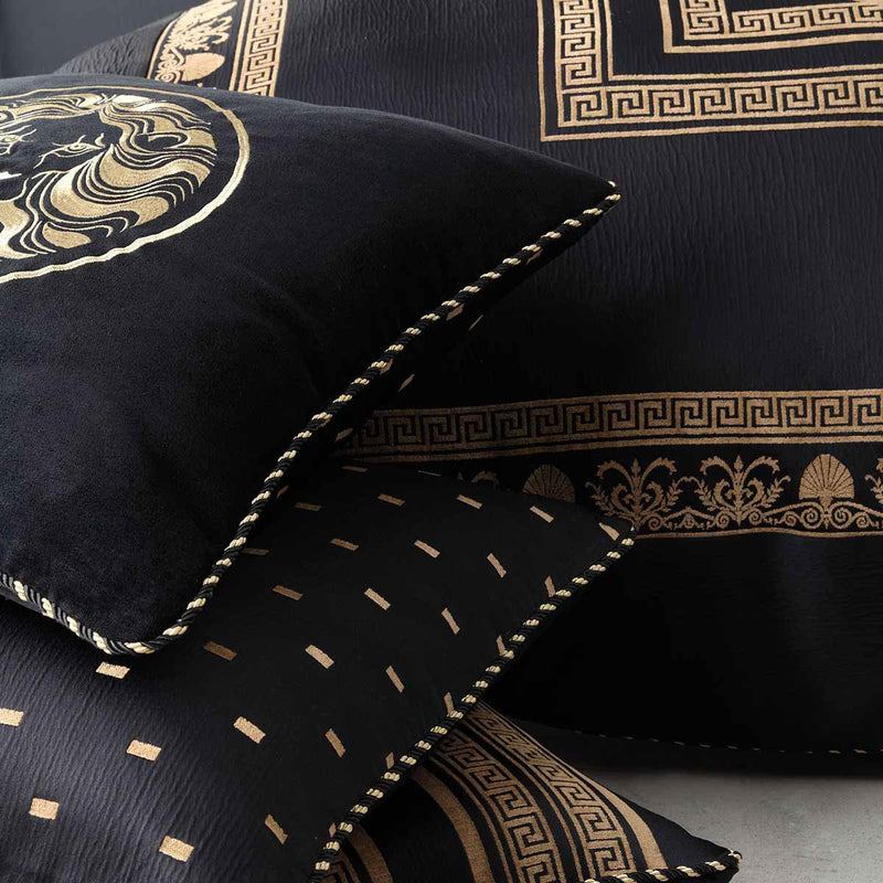 Davinci Massimo Black Yarn-dyed Chenille Jacquard Quilt Cover Set King