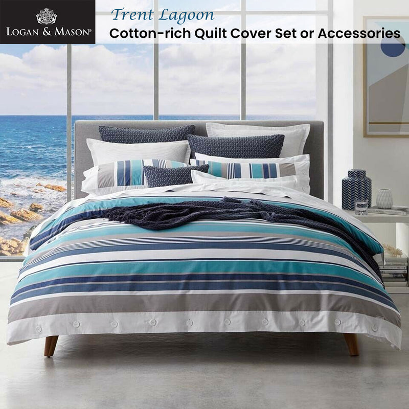 Logan and Mason Trent Lagoon Quilt Cover Set Queen