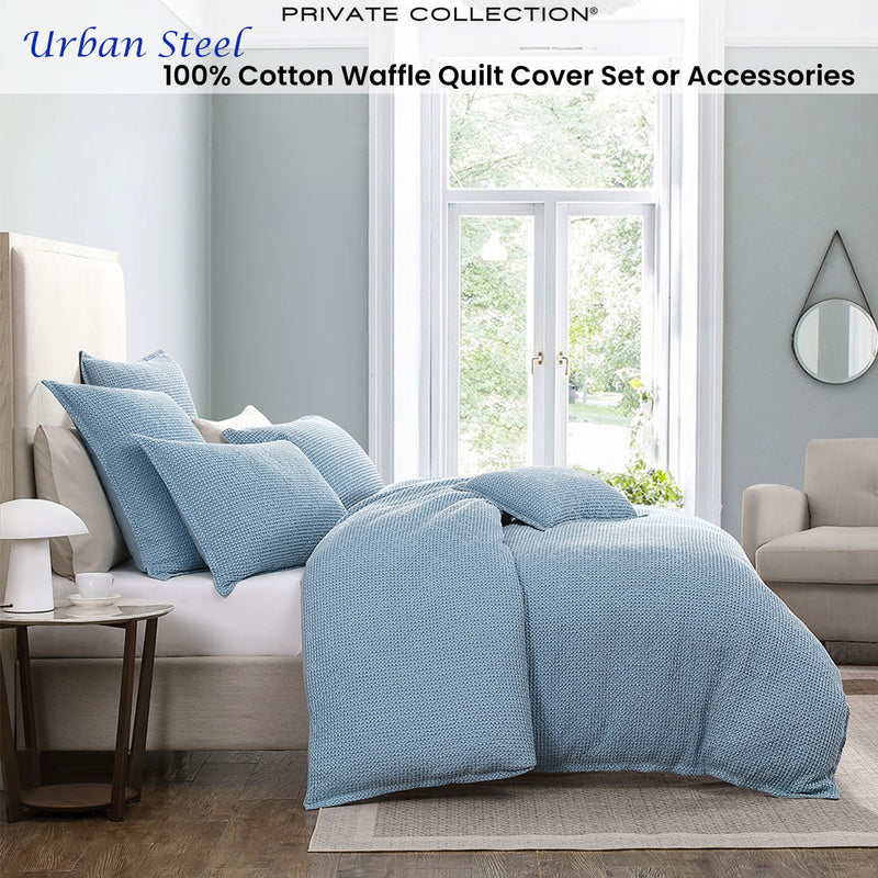 Private Collection Urban Steel 100% Cotton Waffle Quilt Cover Set King