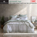 Logan & Mason Yarmouth Sage 250TC 100% Cotton Sateen Quilt Cover Set Super King