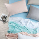 Blake & Lindsay Sea Mist Vintage Washed Microfibre Sheet Set 40cm Wall King Single