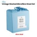 Blake & Lindsay Sky Vintage Washed Microfibre Sheet Set 40cm Wall King Single