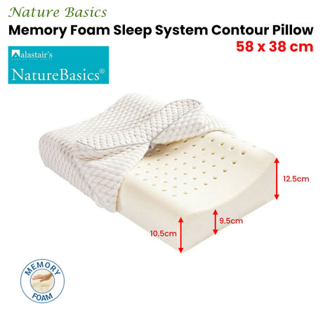 Alastairs Nature Basics Memory Foam Contour Standard Pillow 38 x 58cm