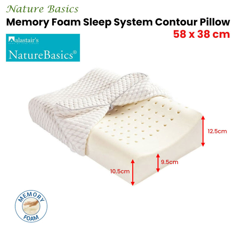 Alastairs Nature Basics Memory Foam Contour Standard Pillow 38 x 58cm