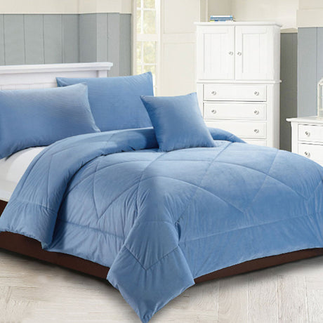 Georges Fine Linens Carrington Quilt / Comforter Set Chambray Blue Super King