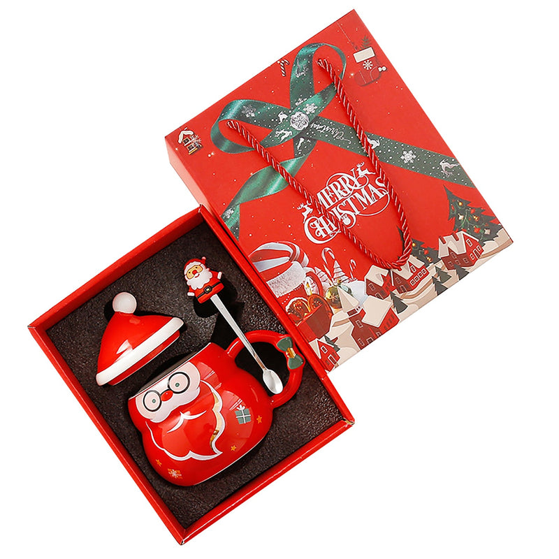 Christmas Cup Gift Box Ceramic Mug Set Mug Gift Set Christmas Coffee Cup(Santa Claus)