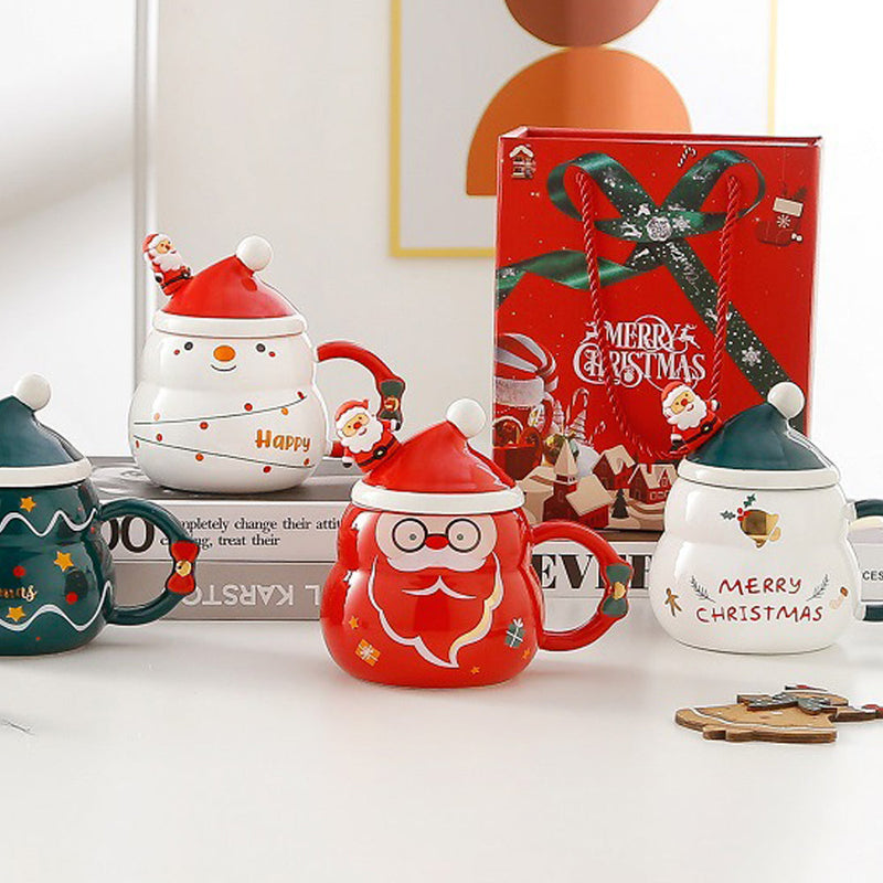 Christmas Cup Gift Box Ceramic Mug Set Mug Gift Set Christmas Coffee Cup(Tree)