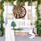 Christmas Red Wooden Wheel Wreath Front Door Hanging Garland Wall Decor(30*30cm)