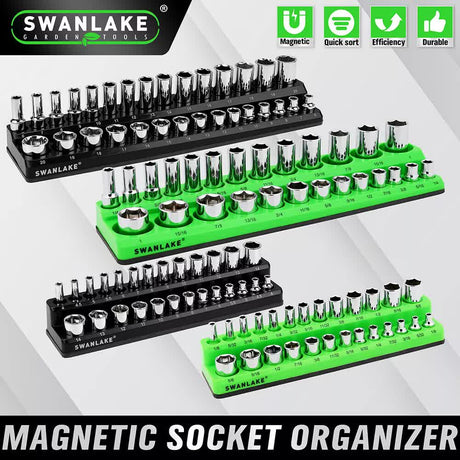 SWANLAKE 4Pc Magnetic Socket Organizer Tray 3/8