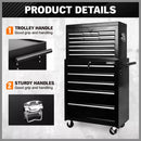 Black15 Drawer Tool Box Trolley Cabinet Storage Cart Garage Toolbox Organiser