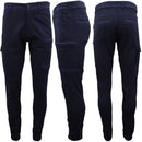 Men's Cargo Cotton Drill Work Pants UPF 50+ 13 Pockets Tradies Workwear Trousers, Navy, 40