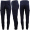 Men's Cargo Cotton Drill Work Pants UPF 50+ 13 Pockets Tradies Workwear Trousers, Navy, 40