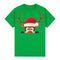 100% Cotton Christmas T-shirt Adult Unisex Tee Tops Funny Santa Party Custume, Reindeer Head (Green), S