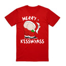 100% Cotton Christmas T-shirt Adult Unisex Tee Tops Funny Santa Party Custume, Merry Kissmyass (Red), 2XL