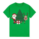 100% Cotton Christmas T-shirt Adult Unisex Tee Tops Funny Santa Party Custume, Santa with Tree (Green), 3XL