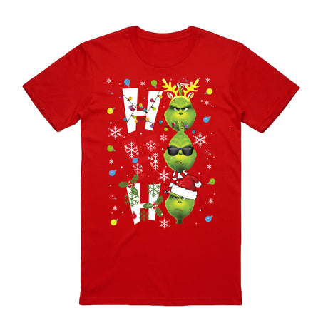 100% Cotton Christmas T-shirt Adult Unisex Tee Tops Funny Santa Party Custume, Shrek (Red), XL