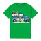 100% Cotton Christmas T-shirt Adult Unisex Tee Tops Funny Santa Party Custume, Car with Snowman (Green), 3XL