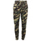 Men's Fleece Track Pants Military Camouflage Tactical Gym Trousers w Cuffed Hem, Green Camo, M