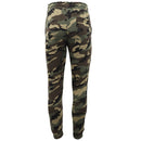 Men's Fleece Track Pants Military Camouflage Tactical Gym Trousers w Cuffed Hem, Green Camo, M