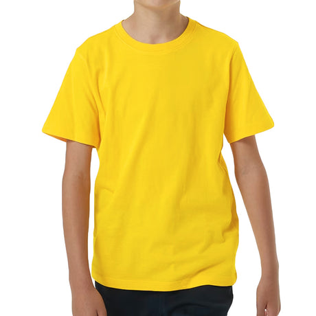 100% Cotton Kids T Shirt Childrens Boys Girls Basic Plain Short Sleeve Tee Tops, Yellow, 12