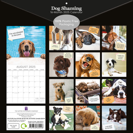 Dog Shaming 2025 Square Wall Calendar Pets Animals 16-Month Premium Planner Gift