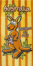 100% Cotton Australian Souvenir Aussie Kangaroos Flag Soft Beach Bath Towel Gift, Kangaroo