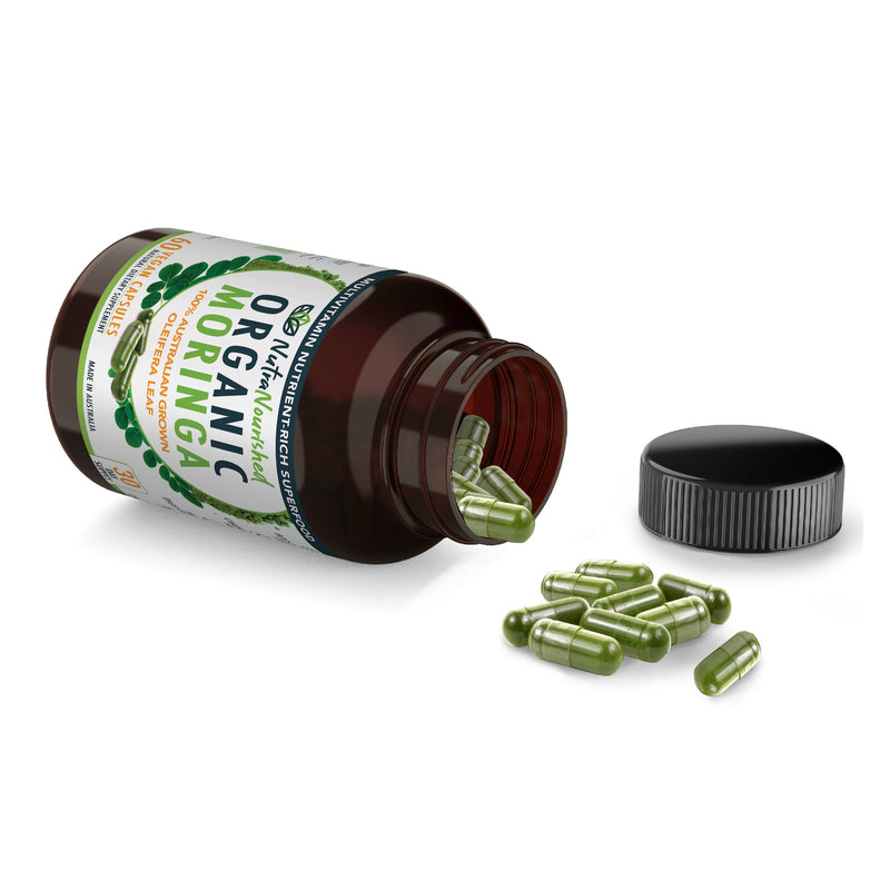 VALUE BUNDLE: Organic Pure Moringa Leaf Capsules - Australian Grown - 2 x 60 Vegan Capsules (2 Months Supply)