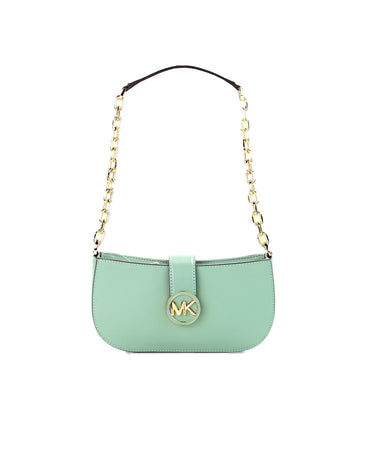 Michael Kors Women's Car Small Sea Green Leather Pouchette Shoulder Crossbody Purse - One Size