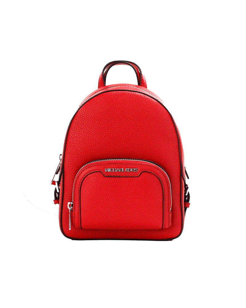 Michael Kors Women's Jaycee Mini XS Bright Red Pebbled Leather Zip Pocket Backpack Bag - One Size