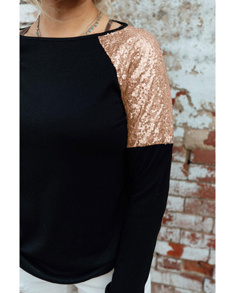 Azura Exchange Sequin Shoulder Long Sleeve Top