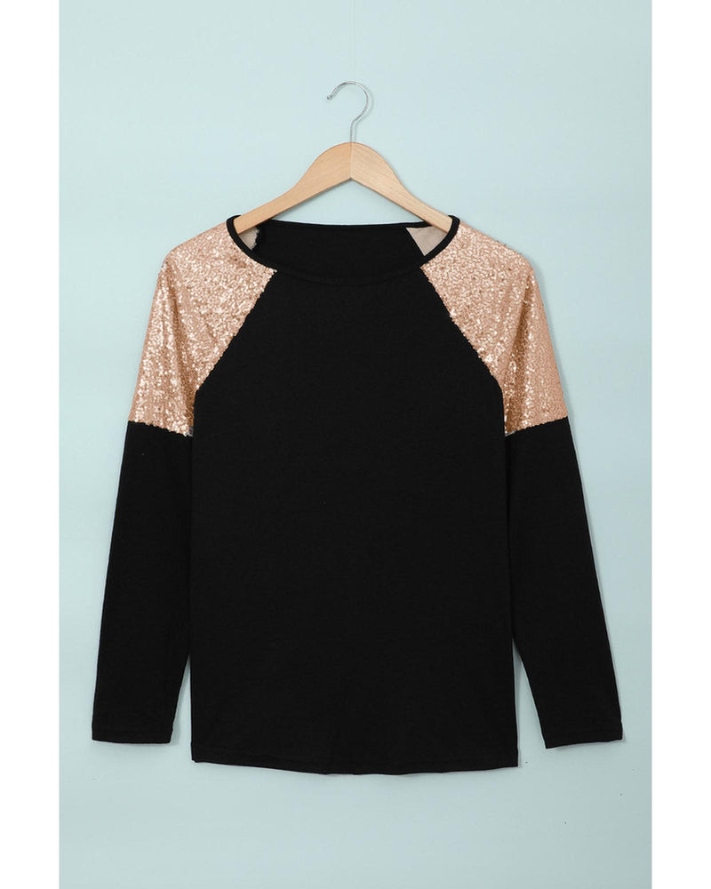 Azura Exchange Sequin Shoulder Long Sleeve Top