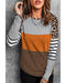 Azura Exchange Leopard Color Block Long Sleeve Blouse - S