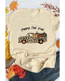 Azura Exchange Leopard Truck Pumpkin Graphic Tee - Khaki - XL