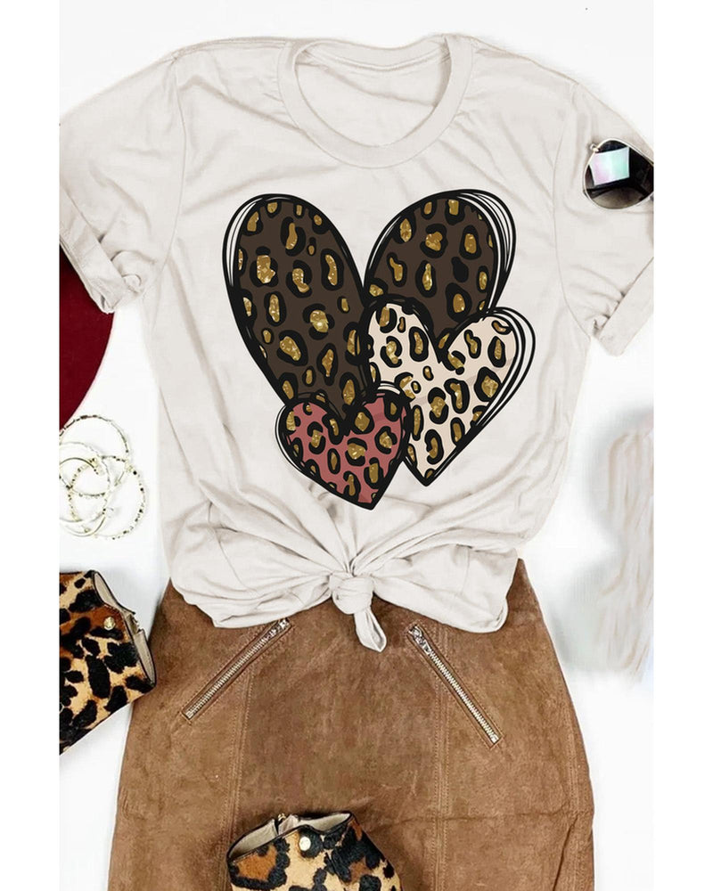 Azura Exchange Leopard Heart Shaped Print Tee