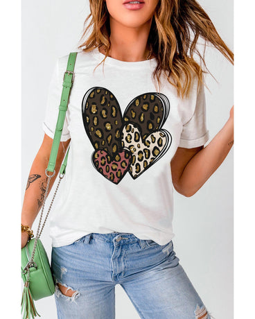 Azura Exchange Leopard Heart Shaped Print Tee