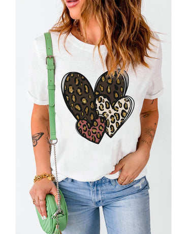 Azura Exchange Leopard Heart Shaped Print Tee