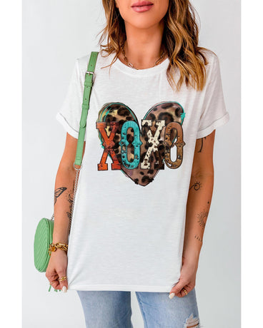 Azura Exchange Heart Shaped Print Crew Neck Graphic Tee