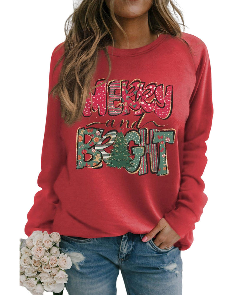 Azura Exchange Merry and Bright Xmas Tree Sweatshirt - M