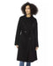 Woolen Trench Coat with Welt Pockets and Waist Belt S Women