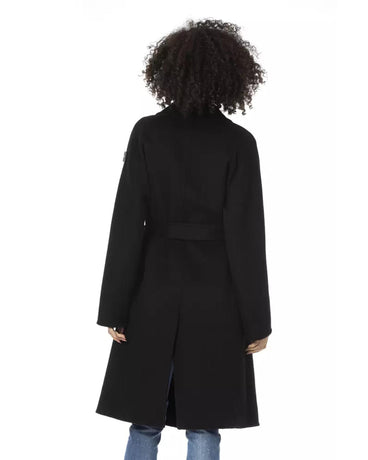 Woolen Trench Coat with Welt Pockets and Waist Belt S Women